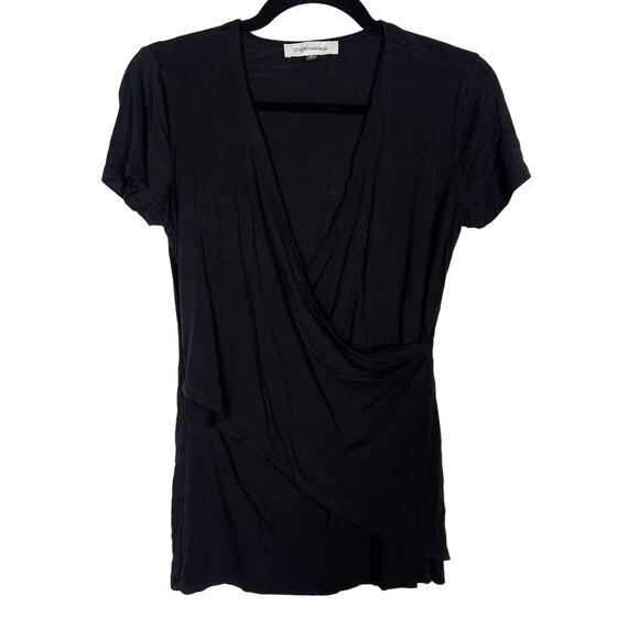 Angel Maternity Small Black Maternity Nursing Crossover Bamboo Short Sleeve Tee - Picture 1 of 8